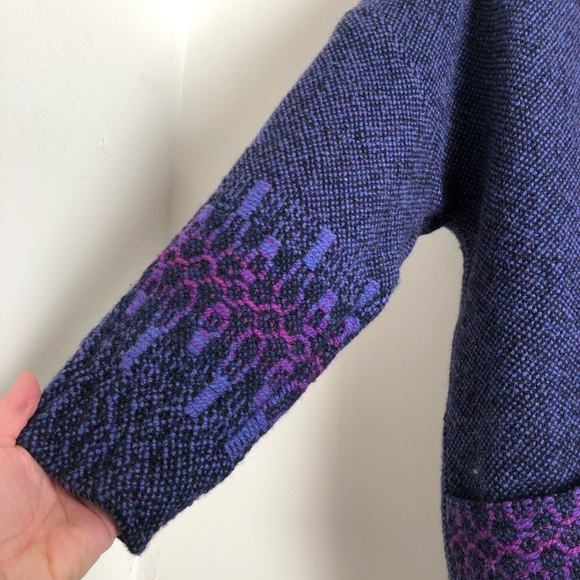 Artisan Woven Wool Purple Tone Chanel Cardigan in Iris Shacket by DeWeevers - Picture 4 of 7